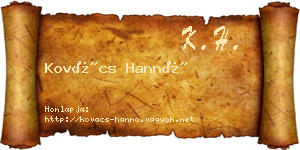 Kovács Hannó névjegykártya
