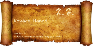 Kovács Hannó névjegykártya